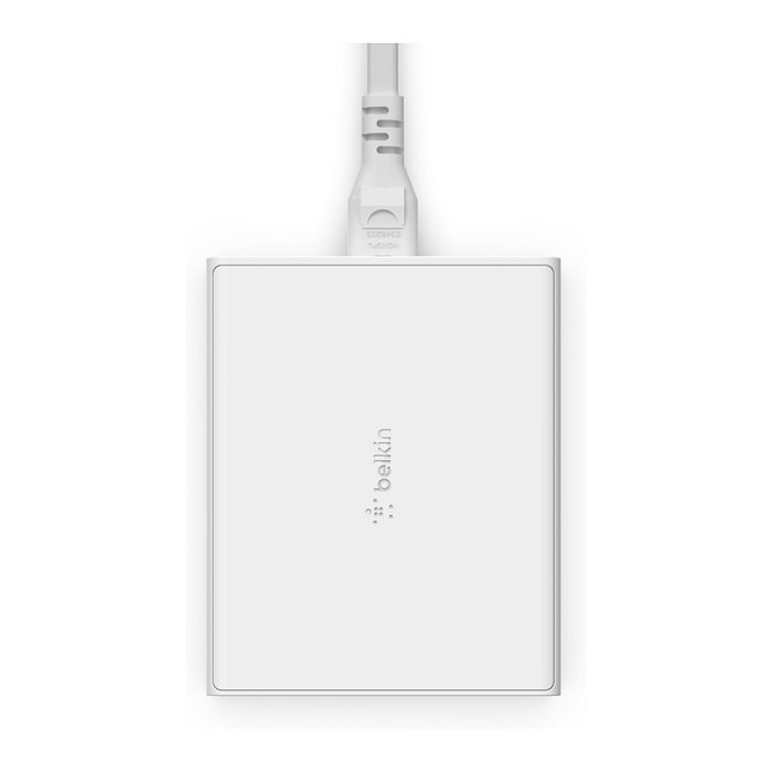 Belkin WCH010VFWH Cargador USB GaN 108W 4 Puertos, 2x USB-C PD 3.0, 2x USB-A, para Portátil, Smartphone, Tableta, Cable Corriente Alterna 2m, Color Blanco Belkin WCH010VFWH Cargador USB GaN 108W 4 Puertos, 2x USB-C PD 3.0, 2x USB-A, para Portátil, Smartphone, Tableta, Cable Corriente Alterna 2m, Color Blanco