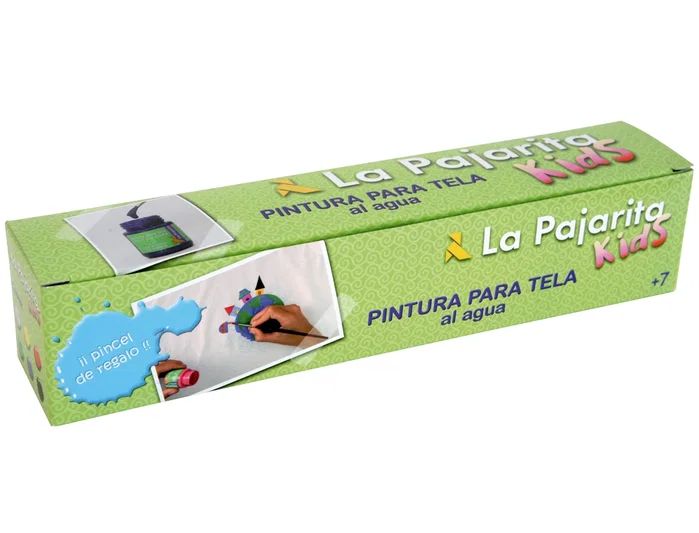 La pajarita Pintura para tela Kids 25 ml Caja de 6 unidades Colores Surtidos + Pincel