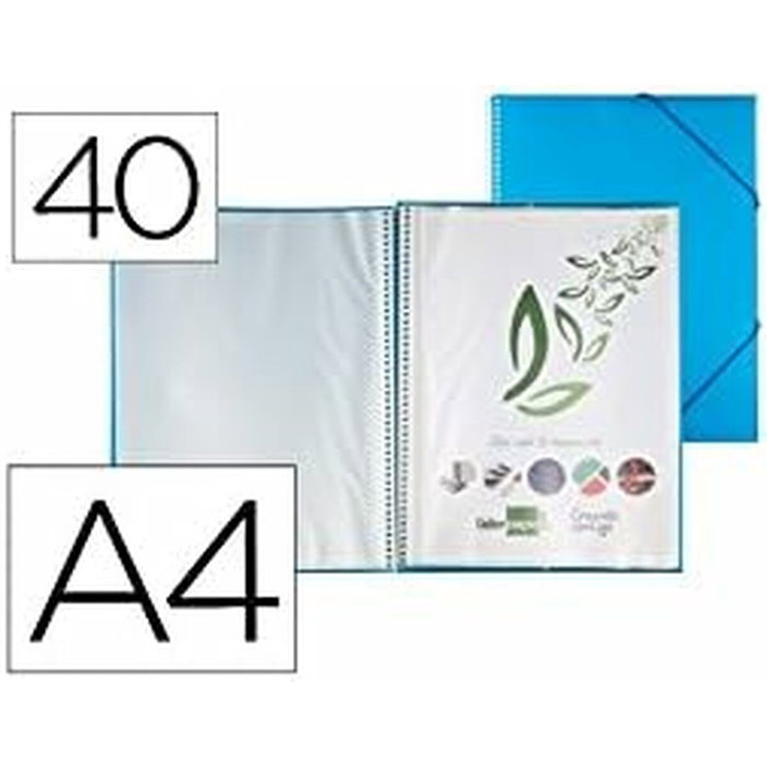 Liderpapel Carpeta escaparate con espiral azul con 40 fundas DIN A4