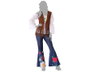 Disfraz Hippie Mujer Adulto M-L Camiseta Pantalón Campana Años 60 Flower Power