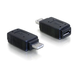 DeLOCK Adaptador USB micro A macho a micro-A+B hembra, Negro