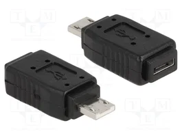 DeLOCK Adaptador USB micro A macho a USB micro-A+B hembra, Negro