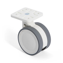 Stampmatic Rueda Giratoria Vega Con Aro De Goma Ø60 Con Placa Acabado Blanco Sin Freno