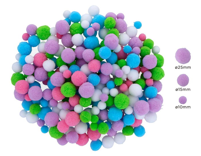 Innspiro Pompones Mix Medidas Colores Pastel Surtidos 200 unidades