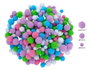 Innspiro Pompones Mix Medidas Colores Pastel Surtidos 200 unidades