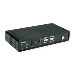 ROLINE KVM-Audio-Switch Dual Head 14.01.3047, 1 Usuario - 2 PC, HDMI/DisplayPort 4K 60Hz, USB Hub, Control de 2 Computadoras