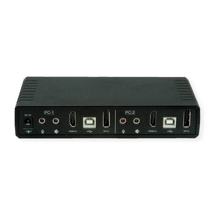 ROLINE KVM-Audio-Switch Dual Head 14.01.3047, 1 Usuario - 2 PC, HDMI/DisplayPort 4K 60Hz, USB Hub, Control de 2 Computadoras