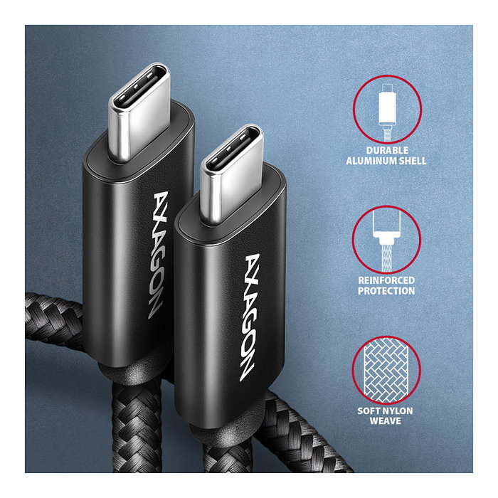 Axagon BUCM2-CM15AB Cable de carga USB-C a USB-C 2.0, 1,5 m, 240 W, Negro Axagon BUCM2-CM15AB Cable de carga USB-C a USB-C 2.0, 1,5 m, 240 W, Negro