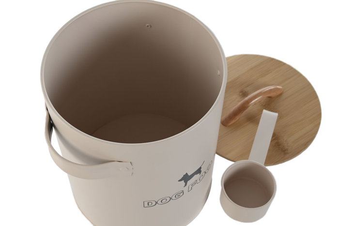 DKD Home Decor Bote de Metal y Bambú 4L Beige