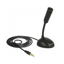 DeLOCK Micrófono de Condensador Omnidireccional con Soporte Flex para Smartphone Tablet conector 3,5 mm 4 Pines Jack + 3,5 mm