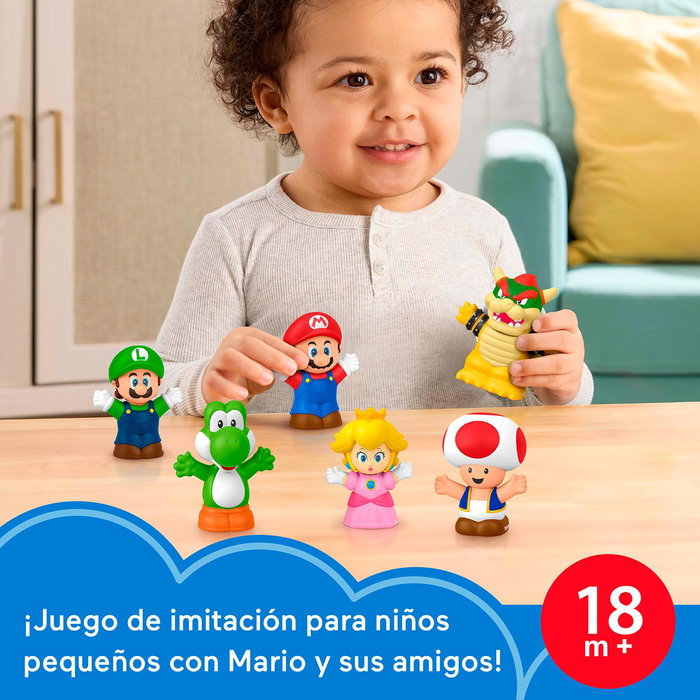 Fisher-Price Little People Pack 6 Figuras My Mario - Mario, Luigi, Peach, Toad, Yoshi y Bowser, +12 meses Fisher-Price Little People Pack 6 Figuras My Mario - Mario, Luigi, Peach, Toad, Yoshi y Bowser, +12 meses