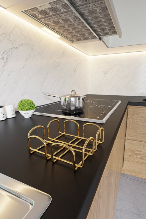 Aberto Design Servilletero Dorado Metal Elegante Sofisticado Adorno Mesa Comedor 7 x 20 x 20 cm