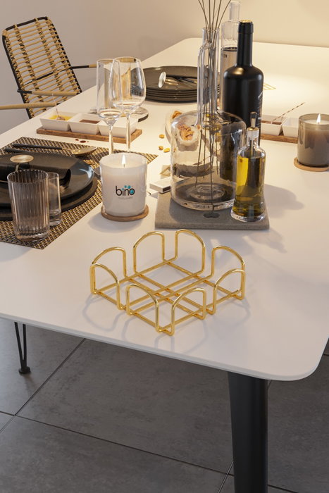 Aberto Design Servilletero Dorado Metal Elegante Sofisticado Adorno Mesa Comedor 7 x 20 x 20 cm