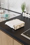 Aberto Design Servilletero Dorado Metal Elegante Sofisticado Adorno Mesa Comedor 7 x 20 x 20 cm