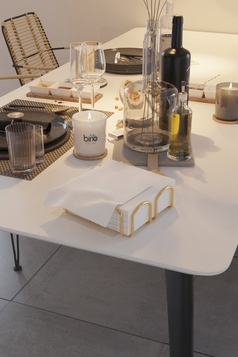 Aberto Design Servilletero Dorado Metal Elegante Sofisticado Adorno Mesa Comedor 7 x 20 x 20 cm