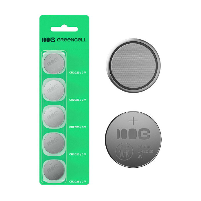 Green Cell Pack de 5 Baterías de Litio CR2025 3V 160mAh Green Cell Pack de 5 Baterías de Litio CR2025 3V 160mAh