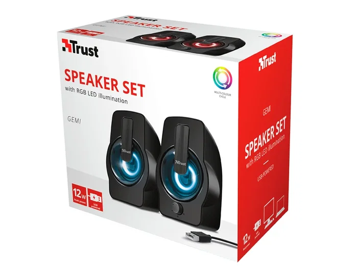 Trust Gemi Altavoces 2.0 con Iluminación RGB, 12W Trust Gemi Altavoces 2.0 con Iluminación RGB, 12W