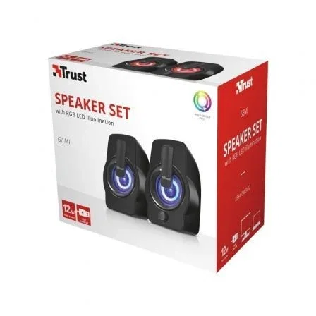 Trust Altavoces Gemi RGB 22948 / 12W / 2.0 Compactos con Iluminación LED RGB para PC y Portátil