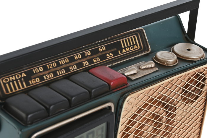 DKD Home Decor Reloj Digital de Metal Verde Oscuro y Dorado con Termómetro y Radio Vintage DKD Home Decor Reloj Digital de Metal Verde Oscuro y Dorado con Termómetro y Radio Vintage