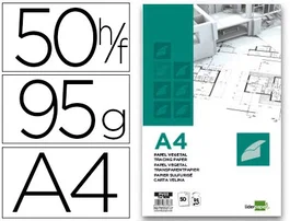 Liderpapel Bloc de papel vegetal 50 hojas 210x297 mm 95 g