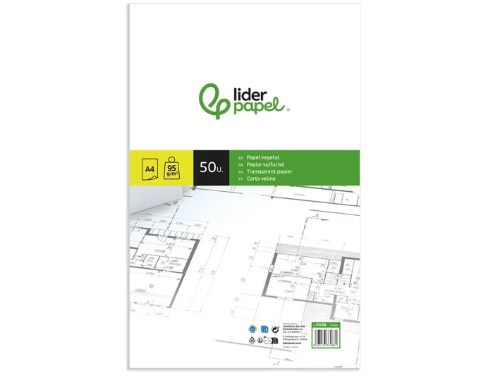 Liderpapel Bloc de papel vegetal 50 hojas 210x297 mm 95 g