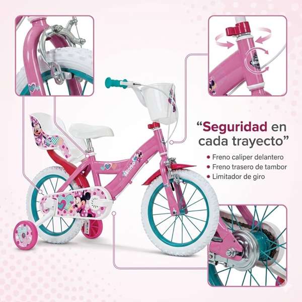 Bicicleta Minnie Huffy 14" (4/6 años) Rosa