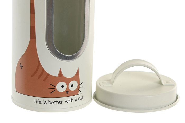 DKD Home Decor Bote Metálico para Comida de Gato Beige 900ml