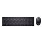 DELL Combo Teclado y Ratón Inalámbrico KM5221W - Teclado 100% Español QWERTY con Ratón Óptico - Negro
