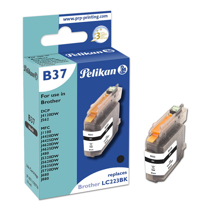 Pelikan Cartucho de Tinta Compatible Brother B37 LC-223 BK Negro Pelikan Cartucho de Tinta Compatible Brother B37 LC-223 BK Negro