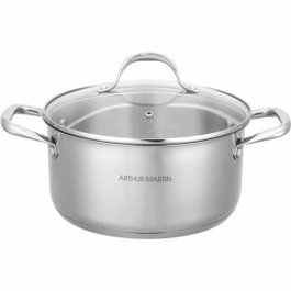 Arthur Martin Olla de 24 cm con tapa de vidrio en acero inoxidable