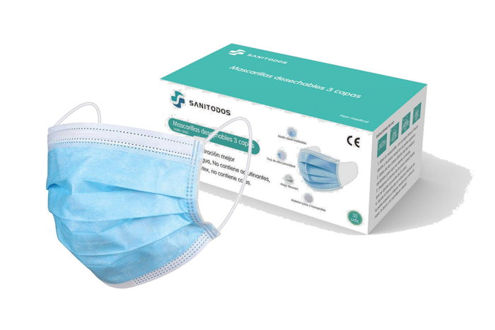 Mascarilla quirúrgica IIR azules caja de 50 unidades Mascarilla quirúrgica IIR azules caja de 50 unidades