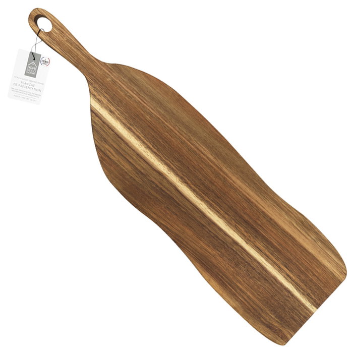 Home Deco Factory Tabla de Servir Cocooning de Madera de Acacia con Formas Sinuosas, 64x18 cm, Altura 2 cm