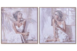 DKD Home Decor Cuadro Lienzo PS 80x3,5x80 Chica Vino Surtido de 2 Piezas