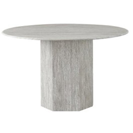 DKD Home Decor Mesa de Comedor Redonda con Acabado Símil Mármol Gris