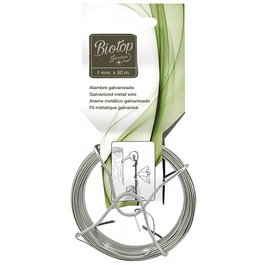 Biotop Alambre Metálico Galvanizado Ø1 mm x 50 m para Jardinería y Sujeción - Resistente a la Corrosión