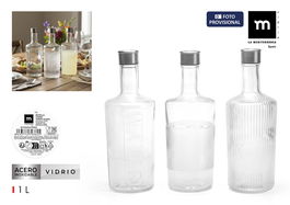 Inde Botella Vidrio Transparente 1 L 10 x 10 x 27.2 cm La Mediterranea (12 Unidades)