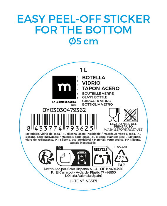 Inde Botella Vidrio Transparente 1 L 10 x 10 x 27.2 cm La Mediterranea (12 Unidades) Inde Botella Vidrio Transparente 1 L 10 x 10 x 27.2 cm La Mediterranea (12 Unidades)