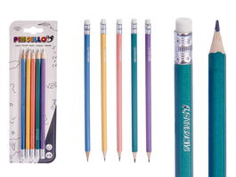 Pincello Set 5 Lápices Pasteles con Goma, Madera, 8x24.5x0.5 cm (Set de 24)