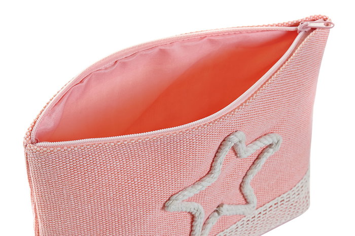 DKD Home Decor Neceser Mediterraneo Verde Menta Coral Lienzo Poliester 7 x 15 x 25 cm (2 Unidades)