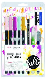 Set Lettering Tombow Good Vives 5 Rot. Abt Dual Brush + 1 Pincel Water Brush + 1 Lapiz Grafito + 1 Rot. Caligrafia Duro Y Blando + 1 Goma + Paleta De Mezclas Y Manual Instrucciones B/10