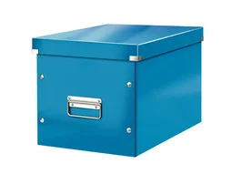 Leitz Caja Click&Store Cubica Grande, Azul, 320x360x310 mm, Contenedor de Cartón Reciclado con Asas Metálicas y Gran Capacidad