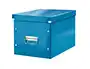 Leitz Caja Click&Store Cubica Grande, Azul, 320x360x310 mm, Contenedor de Cartón Reciclado con Asas Metálicas y Gran Capacidad