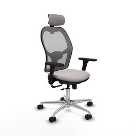 PIQUERAS Y CRESPO Silla de oficina Jorquera con mecanismo Sincro/Traslack, Blanco y Gris