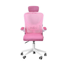 Mars Gaming Silla Ergonómica Gaming MGCERGOPLUSWPK con Respaldo de Malla, Reposacabezas, Ajustable - Color Rosa y Blanco