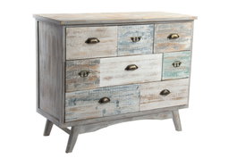 DKD Home Decor Cajonera Cottage Aged Gris Multicolor 100 x 40 x 80 cm
