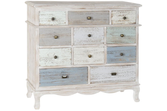 DKD Home Decor Cajonera Cottage Aged Gris Multicolor 100 x 40 x 80 cm