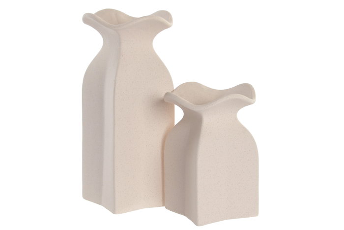 DKD Home Decor Jarrón de Gres Rugoso Blanco