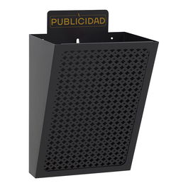 Arregui Cesta de Publicidad Exterior E2301, Acero Negro, 22 x 19 x 35.5 cm, Capacidad 7.5L, Rejilla Frontal para Recogida de Publicidad