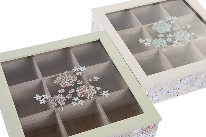 DKD Home Decor Ivy&daisy 2022 Caja de Infusiones Tradicional Verde Beige 24 x 6.5 x 24 cm (4 Unidades) DKD Home Decor Ivy&daisy 2022 Caja de Infusiones Tradicional Verde Beige 24 x 6.5 x 24 cm (4 Unidades)