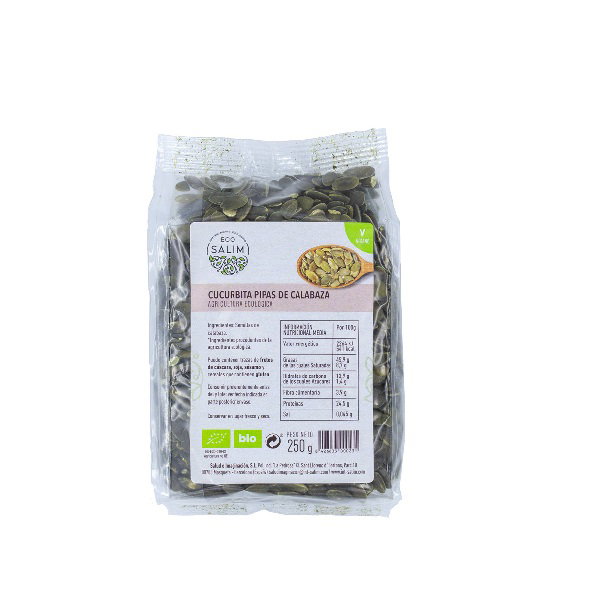 ECO SALIM Semillas de calabaza Cucurbita pipas 250g BIO VEGAN ECO SALIM Semillas de calabaza Cucurbita pipas 250g BIO VEGAN